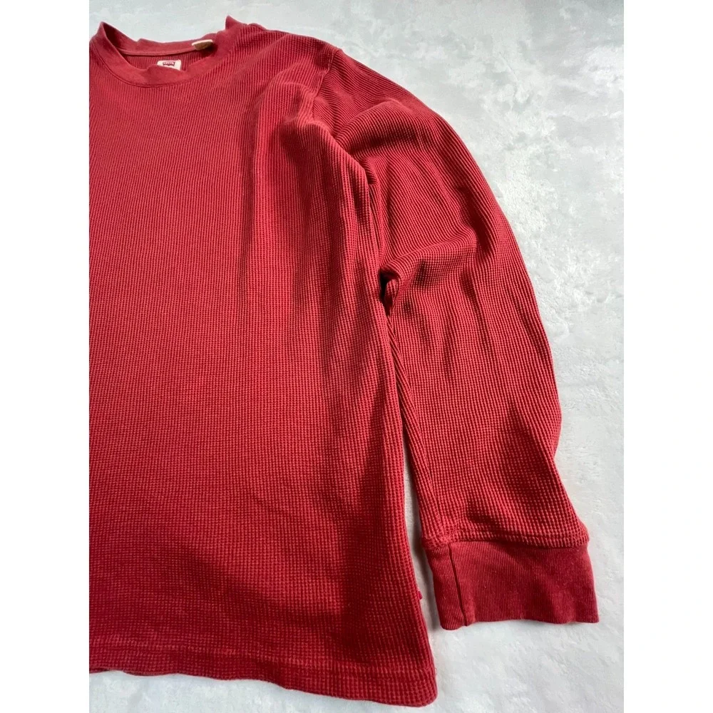 LEVI'S‎ Mens L Shirt Red Waffle Thermal Long Sleeve Blank